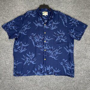 Paradise Found Hawaiian Shirt Men XL Blue Floral Tom Selleck Magnum PI VTG Adult